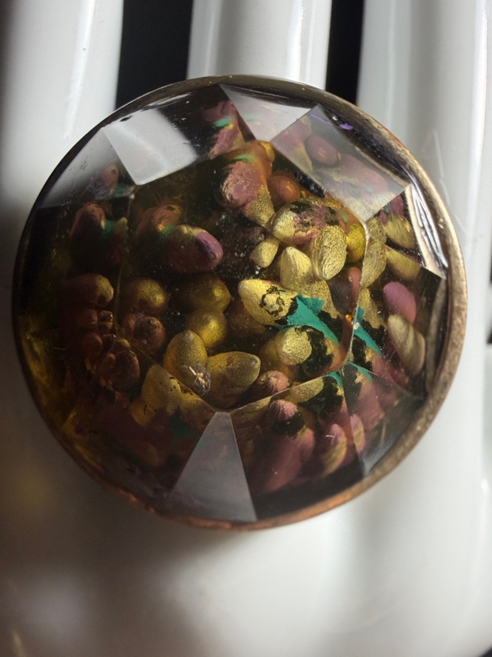 Vintage Mid century lucite dome ring flower petals stretch